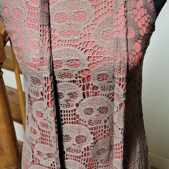 DARK Orange And Light Brown Skull Mini Dress - Picture 3 of 5
